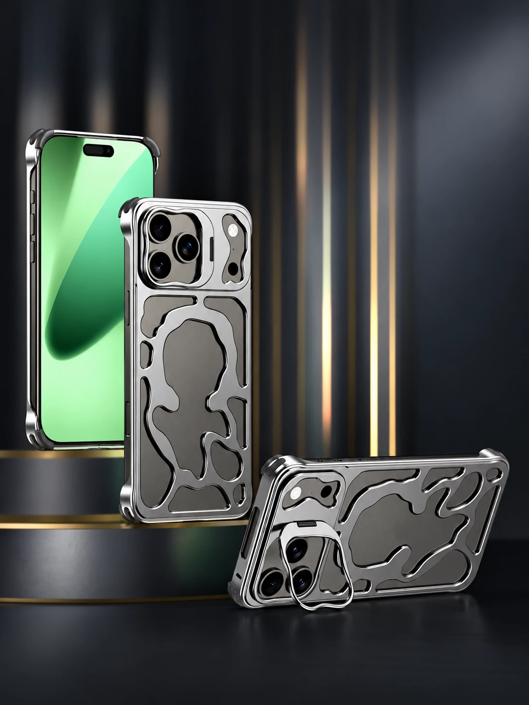 Metal + Leather metal phone case design reference