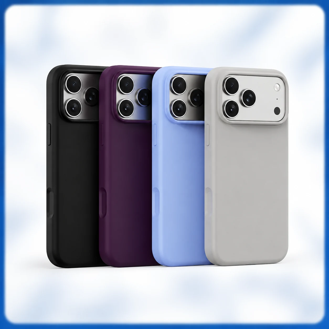 Black purple blue and gray solid-color silicone phone cases